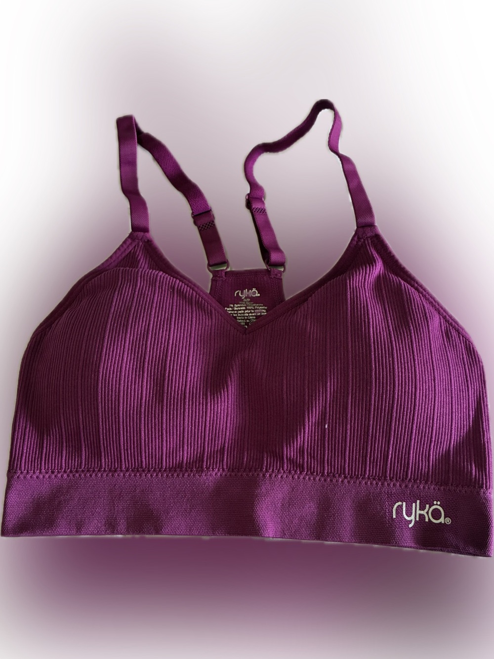 Ryka Women's Pink Ribbed Sports Bra